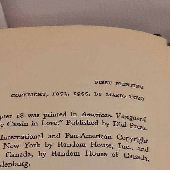 Mario Puzo The Dark Arena 1955 1st Edition 1st Printing Random House Hardcover - Picture 7 of 10